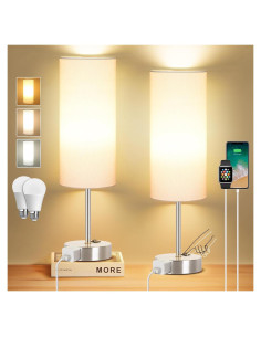 Juego de 2 Lámparas de Mesa ZJOJO 45.72cm Regulables 3 Niveles