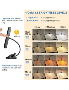 Luz de Atril LED iGoober Recargable USB-C 28 Perlas 4 Colores 2