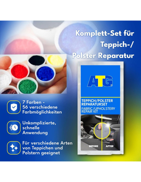 Kit de Reparación de Tapicería ATG - 8-10 Reparaciones - Tela y Cuero