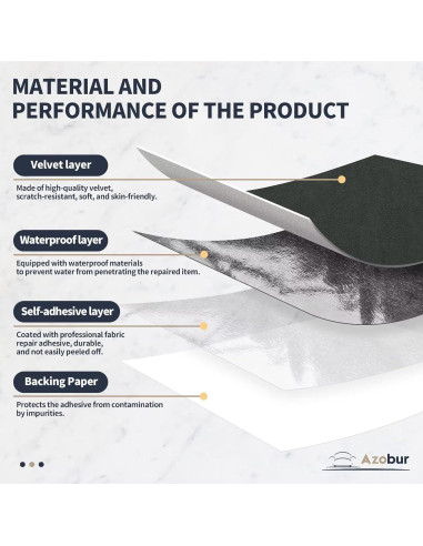 Parche Autoadhesivo de Terciopelo Azobur 20x28 cm Gris Oscuro