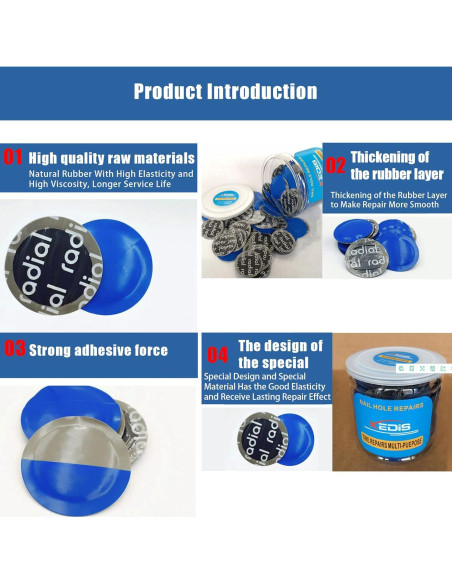 Kit de Parche de Reparación de Neumáticos Flylin 80 Pcs 58mm