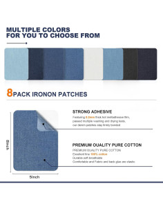 Parche de Planchar Azobur 8 Piezas Mezclilla 20x13 cm Azul 2