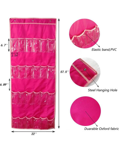 Organizador Colgante de Juguetes Helimwint Rosa 24 Bolsillos