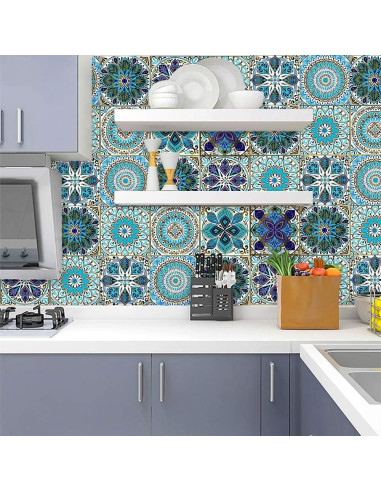 12 Piezas Pegatinas de Azulejos GZsenwo 15x15 cm Marroquíes