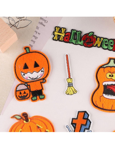 12 Parches Bordados Halloween Adonisaon Calabaza y Calavera