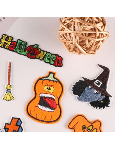 12 Parches Bordados Halloween Adonisaon Calabaza y Calavera