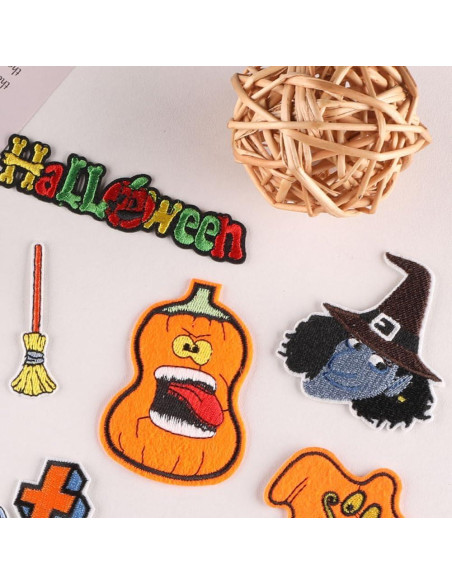 12 Parches Bordados Halloween Adonisaon Calabaza y Calavera