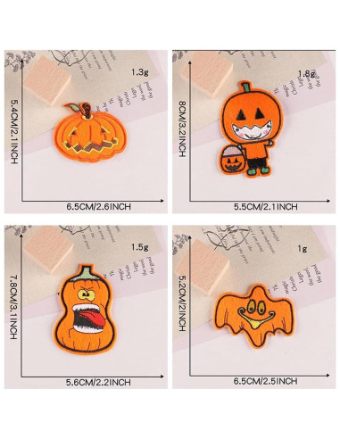12 Parches Bordados Halloween Adonisaon Calabaza y Calavera