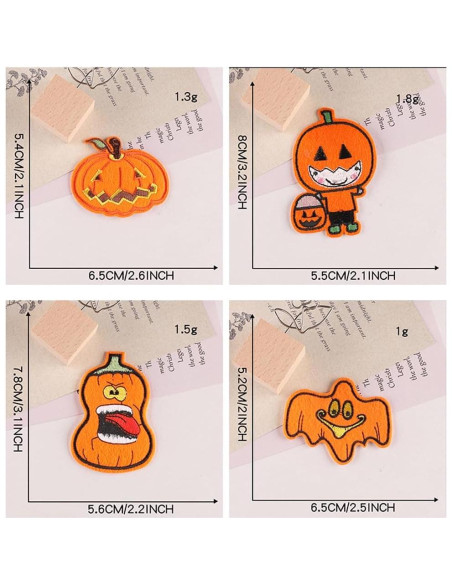 12 Parches Bordados Halloween Adonisaon Calabaza y Calavera
