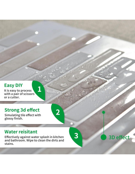 Azulejos Autoadhesivos LONGKING 10 Hojas 30.48x30.48cm Beige y Blanco Azulejos Autoadhesivos LONGKING 10 Hojas 30.48x30.48cm Beige y Blanco