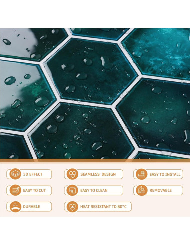 Azulejos Autoadhesivos CRE8TIVE 4 Hojas 30.48x30.48cm Verde Esmeralda