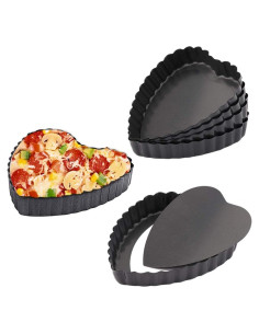 Juego de 6 Moldes para Tartas Mini Cyimi 10 cm Corazón Antiadherente