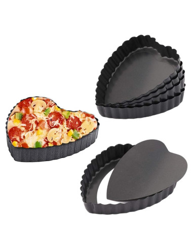 Juego de 6 Moldes para Tartas Mini Cyimi 10 cm Corazón Antiadherente