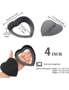 Juego de 6 Moldes para Tartas Mini Cyimi 10 cm Corazón Antiadherente 2