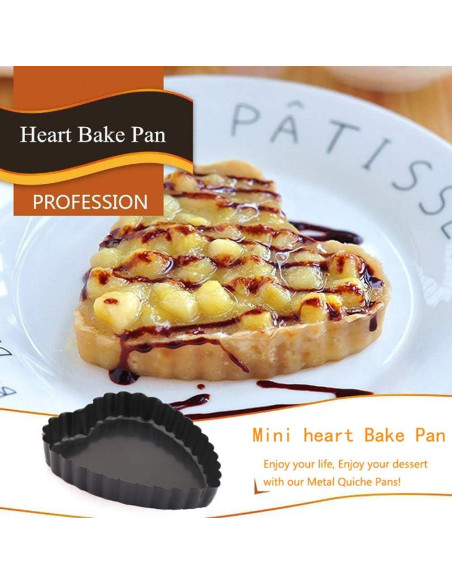 Juego de 6 Moldes para Tartas Mini Cyimi 10 cm Corazón Antiadherente
