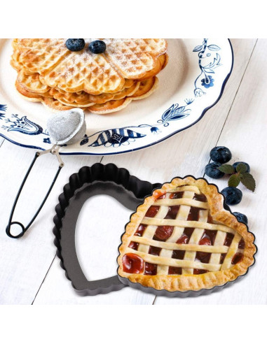 Juego de 6 Moldes para Tartas Mini Cyimi 10 cm Corazón Antiadherente