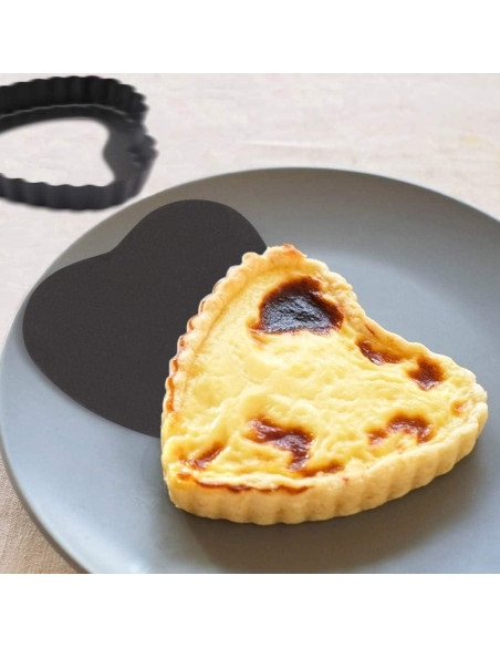 Juego de 6 Moldes para Tartas Mini Cyimi 10 cm Corazón Antiadherente