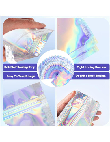100 Bolsas Holográficas Reutilizables 3x4" Motomy para Alimentos