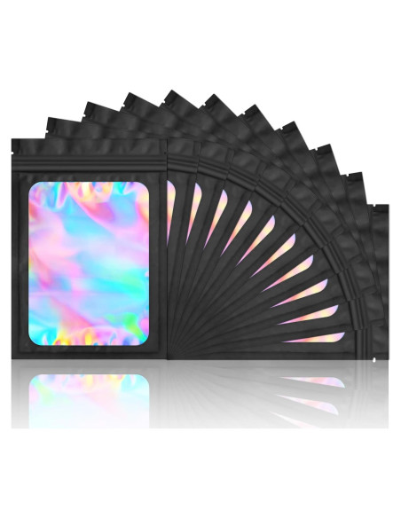 100 Bolsas Mylar Reutilizables a Prueba de Olores NKLEI 10x15 cm