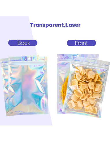 100 Bolsas Holográficas Reutilizables 3x4" Motomy para Alimentos