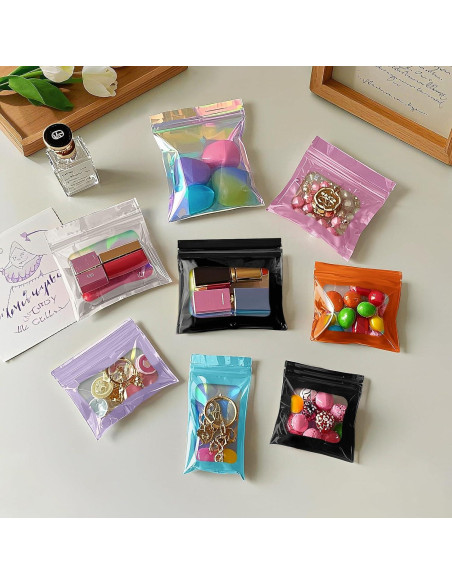 100 Bolsas Mylar Reutilizables a Prueba de Olores NKLEI 10x15 cm