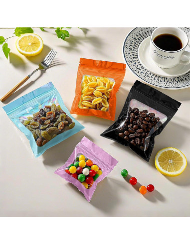 100 Bolsas Mylar Reutilizables a Prueba de Olores NKLEI 10x15 cm