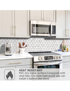 Azulejos Autoadhesivos STICKGOO Hexagonales 10 Hojas Mármol Blanco 2