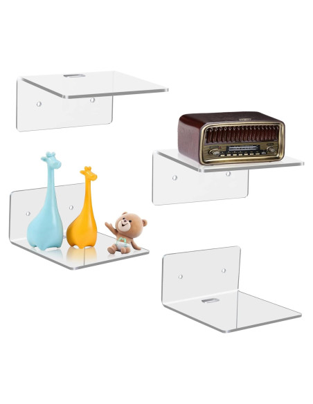 Estantes de pared pequeños Bolidery 4 unidades acrílico 10.16x9.91 cm