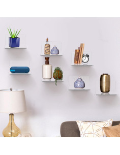 Estantes de pared pequeños Bolidery 4 unidades acrílico 10.16x9.91 cm 2