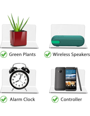 Estantes de pared pequeños Bolidery 4 unidades acrílico 10.16x9.91 cm