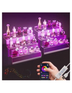 Organizador acrílico de 3 niveles con luz LED - Golener