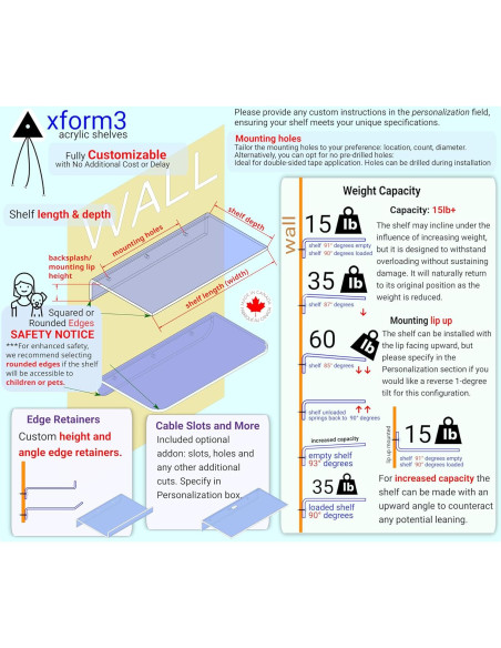 Estante Flotante Acrílico Xform3 101.6 cm Personalizable