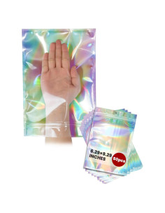 Bolsas Mylar Holográficas Reutilizables 50pcs 15x22 cm Sbusisup