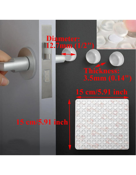 100 Topes de Puerta de Silicona Autoadhesivos Monochef 12.7mm