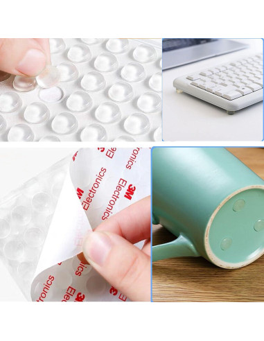 100 Topes de Puerta de Silicona Autoadhesivos Monochef 12.7mm