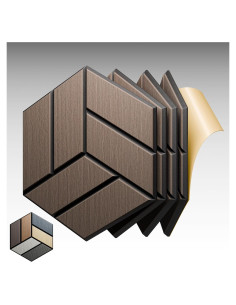 Paneles Acústicos Sonicism 12 Pcs Hexagonales Roble Negro