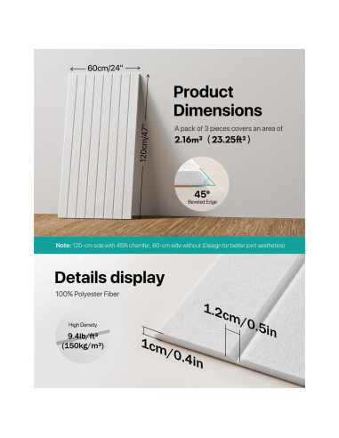 Paneles Aislantes Acústicos Autoadhesivos Soundsbay 3 Pzas 120x60cm