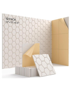 Paneles Acústicos Kuchoow 12 Piezas 30.48x30.48cm Beige