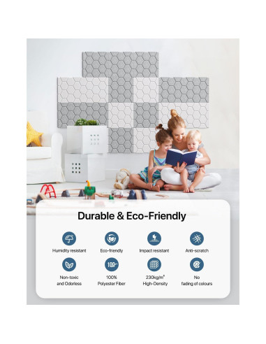 Paneles Acústicos Kuchoow 12 Piezas 30.48x30.48cm Beige