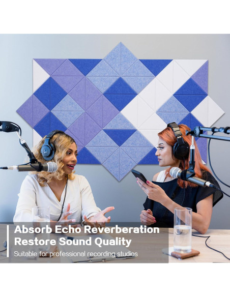 Paneles Acústicos Triangulares Autoadhesivos Tutmyrea 64 Pack 160x80cm