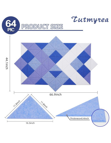 Paneles Acústicos Triangulares Autoadhesivos Tutmyrea 64 Pack 160x80cm
