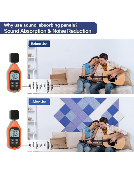 Paneles Acústicos Triangulares Autoadhesivos Tutmyrea 64 Pack 160x80cm