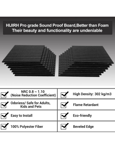 Paneles Acústicos HIJIRH 16 Pcs 30.48x30.48 cm Negro