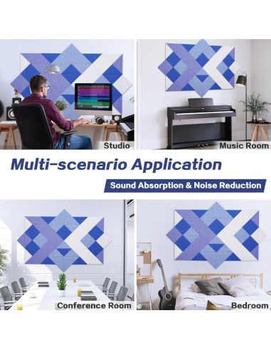 Paneles Acústicos Triangulares Autoadhesivos Tutmyrea 64 Pack 160x80cm