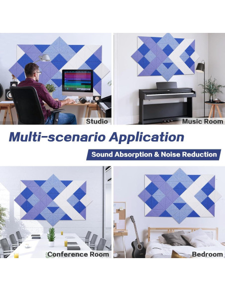 Paneles Acústicos Triangulares Autoadhesivos Tutmyrea 64 Pack 160x80cm