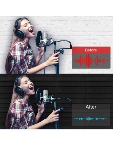 Paneles Acústicos HIJIRH 16 Pcs 30.48x30.48 cm Negro