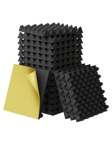 Paquete de 12 Paneles de Espuma Acústica Autoadhesiva WVOVW