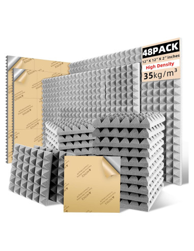 Paneles Acústicos Autoadhesivos Earppie 48 Piezas 30x30cm Gris