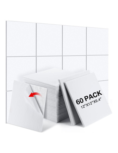60 Paneles Acústicos Autoadhesivos Geosar 30x30 cm Blanco