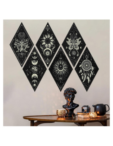 Paneles Acústicos Tutmyrea 6 Piezas Fases de Luna 52x30cm